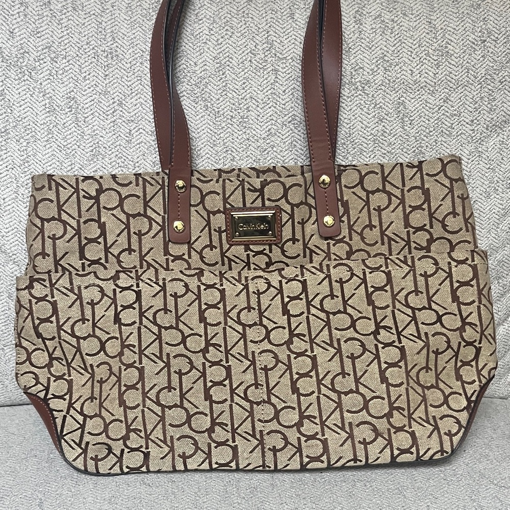 Calvin Klein Brown Monogram Tote Bag